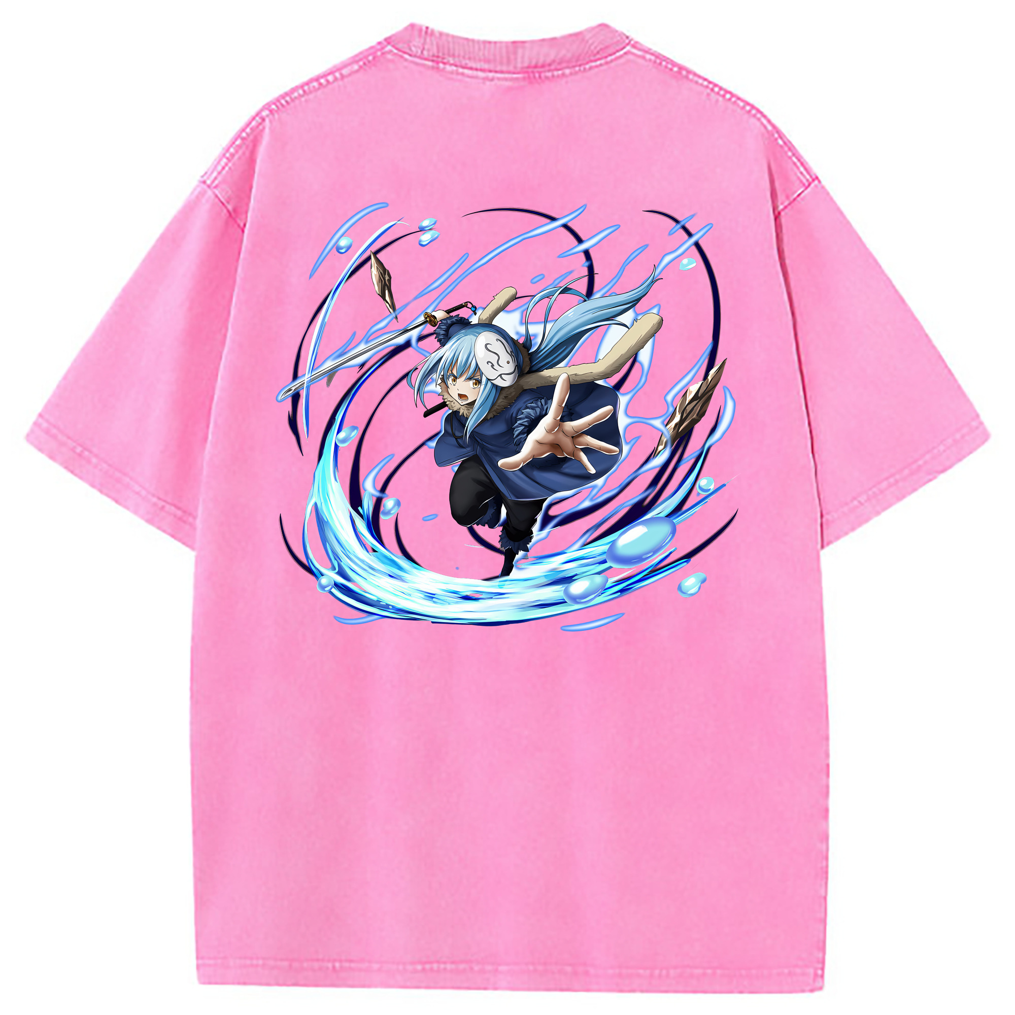 （画像用） 転スラ Regarding Reincarnated to Slime 綿100% ヴィンテージ風 半袖Tシャツ（背面プリント）